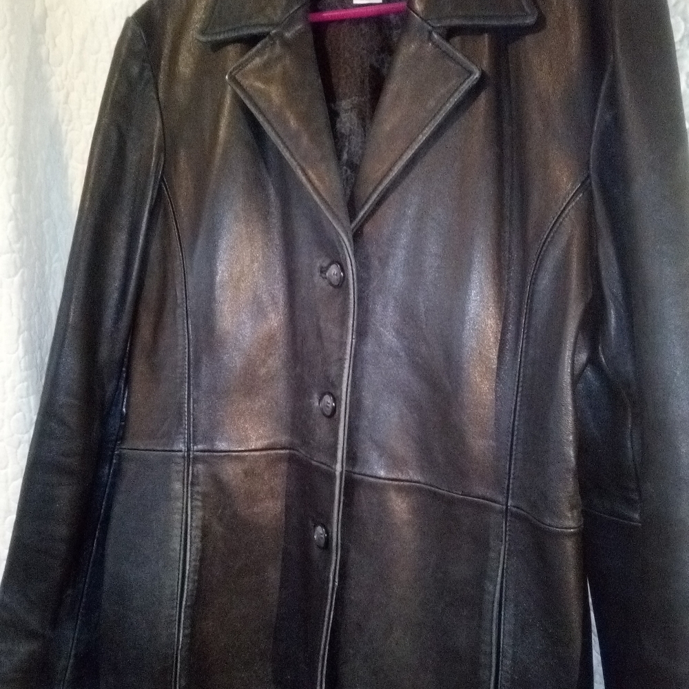 Jacqueline Ferror xL black lamb skin leather jacke